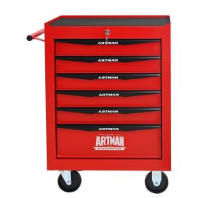 Rolling Metal Tool Chest With 6 Drawers, 20 6-Drawer Tool Chest Cabinet With Ball Bearing Drawer Slides, Steel Tool Storage Box Organizer -Red&Black