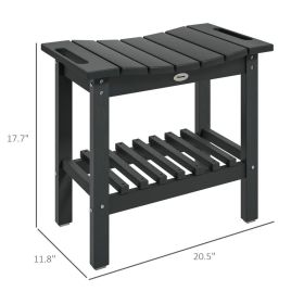 HDPE Shower Bench, Waterproof Shower Stool With Handle, Storage Shelf, Non-Slip Pads For Indoor Outdoor, Black