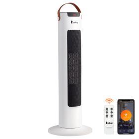 24Inch Tower Space Heater, 1500W Smart Electric Heater With Thermostat, WiFi APP & Remote Control, 60 Degrees Oscillation, 9H Timer, For Indoor Bedroo