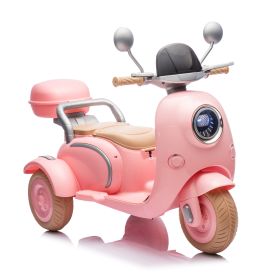 12V Two Motors Kids Ride On Level Up Two-seater  Electric Motorcycle,Three-wheel Toy W Music,Bluetooth,USB,Backseat Flip Seat,Portable Storage Hooks&O
