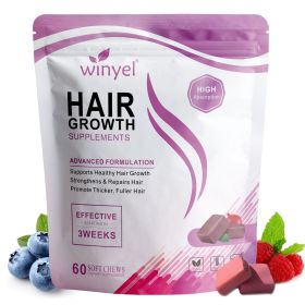 WINYEL Hair Growth Soft Chewables, Containing Hair Growth Vitamins For Men And Women, Biotin, To Help Create Thicker, Fuller, And Stronger Hair, Mixed