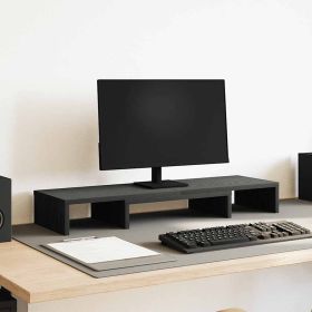 Monitor Stand Riser Adjustable Black Oak 80x24x10,5 cm