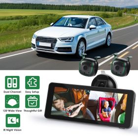 1Pc 1080P Baby Car Camera for 2 Kids Dual Channel Car Baby Monitor Rear Facing Car Seat Camera with 120°Wide View 6.86In HD Split Screen Night Vision