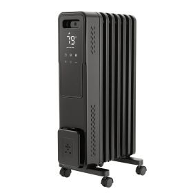 Electric Oil Filled Radiator, 1500W Radiant Space Heater with Dual U-shaped Heating Tubes, Over-Heat Protections, 3 Heat Settings, 24h Timer