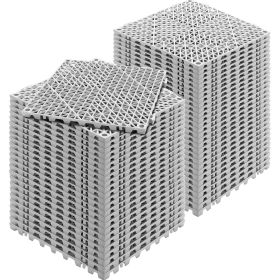 VEVOR Interlocking Tile 55PCS Grey, Drainage Tiles 12" x 12"x 0.6 Splicing, PVC Interlocking Floor Tiles, Non-Slip Drainage Holes for Restroom
