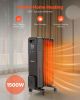 Electric Oil Filled Radiator, 1500W Radiant Space Heater with Dual U-shaped Heating Tubes, Over-Heat Protections, 3 Heat Settings, 24h Timer