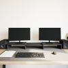 Monitor Stand Riser Adjustable Black Oak 80x24x10,5 cm
