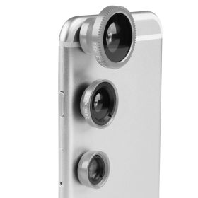 Phone Camera Lens Kit Magnetic 180°Fisheye Lens 0.67xWide Angle 10X Macro Lens for iPhone X /8/7/6s Samsung Galaxy S10/S9 (Color: Silver)
