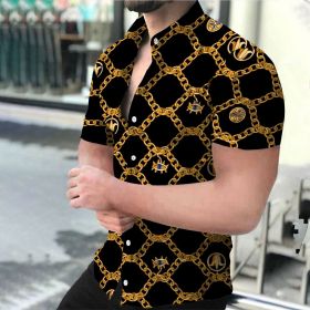2022 Summer Hot Hawaiian 3D Digital Printing Business Men's Shirts (Color: As shown, size: L)