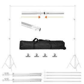 6.5 x 10ft Photo Video Studio Backdrop Background Stand Adjustable Heavy Duty Photography Backdrop Support Stand Set with Carrying Bag Clamps (Color: White)