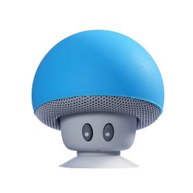 Phone Stand Wireless Bluetooth Speaker Mushroom Cute Loudspeaker Super Bass Stereo Music Player For Xiaomi/ iPhone/Android (Color: Blue)
