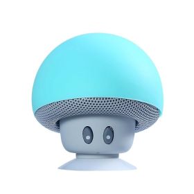 Phone Stand Wireless Bluetooth Speaker Mushroom Cute Loudspeaker Super Bass Stereo Music Player For Xiaomi/ iPhone/Android (Color: Light blue)