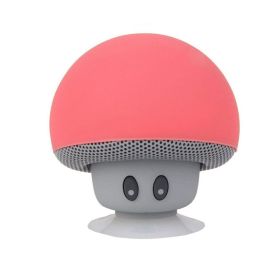 Phone Stand Wireless Bluetooth Speaker Mushroom Cute Loudspeaker Super Bass Stereo Music Player For Xiaomi/ iPhone/Android (Color: Red)