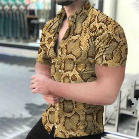 2022 Cross-border European and American new foreign trade men's casual shirts Hawaiian style short-sleeved 3D printing men's shirts (Color: As shown, size: L)