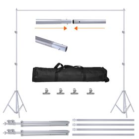 6.5 x 10ft Photo Video Studio Backdrop Background Stand Adjustable Heavy Duty Photography Backdrop Support Stand Set with Carrying Bag Clamps (Color: Silvery)