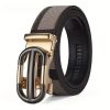 Men's Belt Hollow Alloy Automatic Buckle Printed Men's Belt Versatile High-end Belt Fashion Belt Strong And Durable Men's Belt