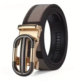 Men's Belt Hollow Alloy Automatic Buckle Printed Men's Belt Versatile High-end Belt Fashion Belt Strong And Durable Men's Belt (Color: White)