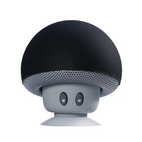Phone Stand Wireless Bluetooth Speaker Mushroom Cute Loudspeaker Super Bass Stereo Music Player For Xiaomi/ iPhone/Android (Color: Black)